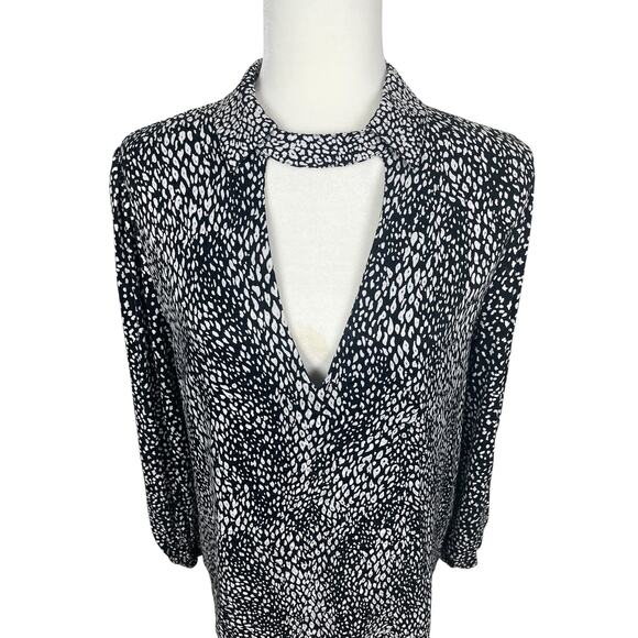 Alice + Olivia Willa Cutout Blouson Sleeve Top Modern Black and White Size Large - Picture 5 of 16